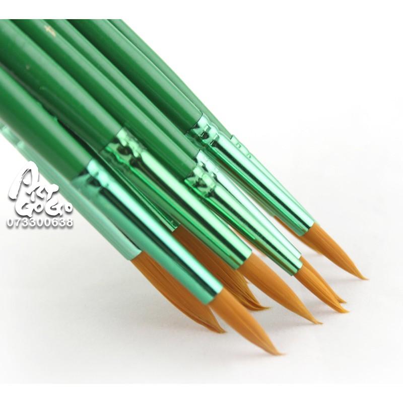 松林 BIANYO 筆恩尼 12支入 綠桿棕色纖維畫筆 圓峰、平峰款 水彩 寫生-細節圖3