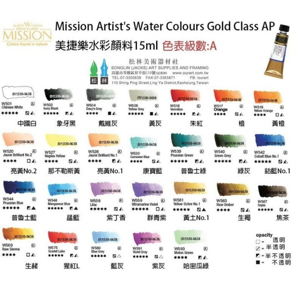韓國MISSION 藝術家級金牌水彩顏料15ml A級 27色-細節圖4