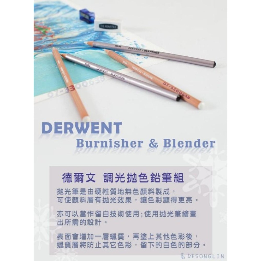 松林 英國Derwent 德爾文 調合筆+拋光筆組 附削筆機和像皮擦-細節圖3