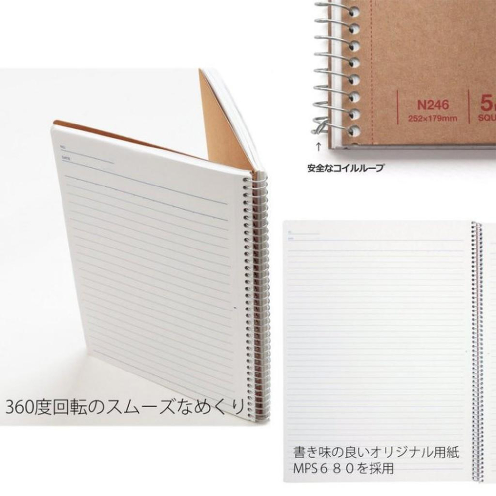 maruman Mnemosyne 螺旋裝訂橫線內頁  筆記本 B5 N236ES 80頁 筆記 學生-細節圖2