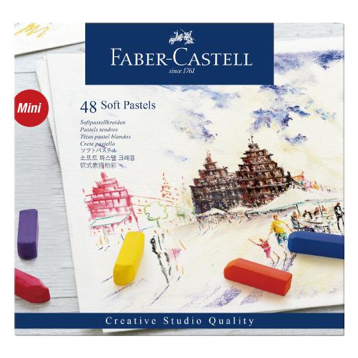 松林_輝柏 軟性粉彩(短型) FABER CASTELL 24/48/72色 藍/白紙盒包裝-細節圖6