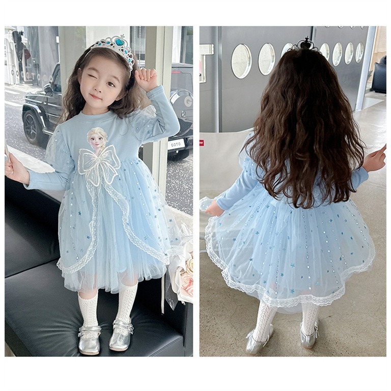 女童2023年秋季韓版新款艾莎公主紗裙一件童裝愛莎連身裙23926-2-細節圖4