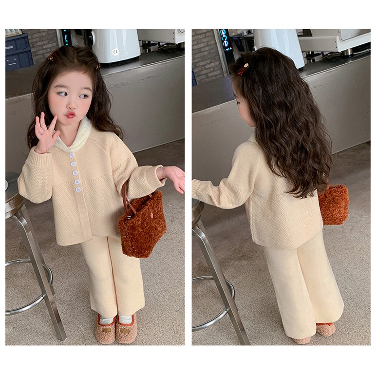 女童甜美韓版純色毛衣套裝2023秋季新款兩件套洋氣童裝潮J23926-8-細節圖8