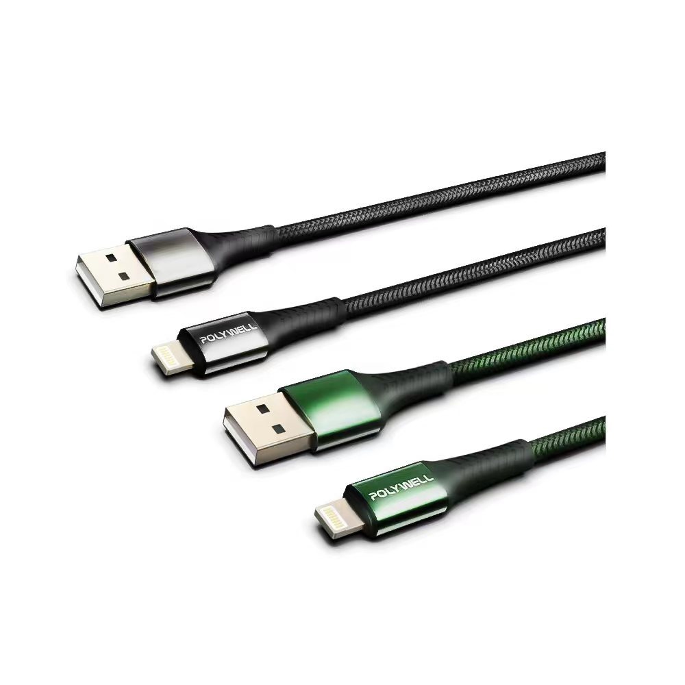 USB-A To Lightning【POLYWELL】編織充電線 0.5米~2米 適用iPhone【C1-00403】-細節圖2