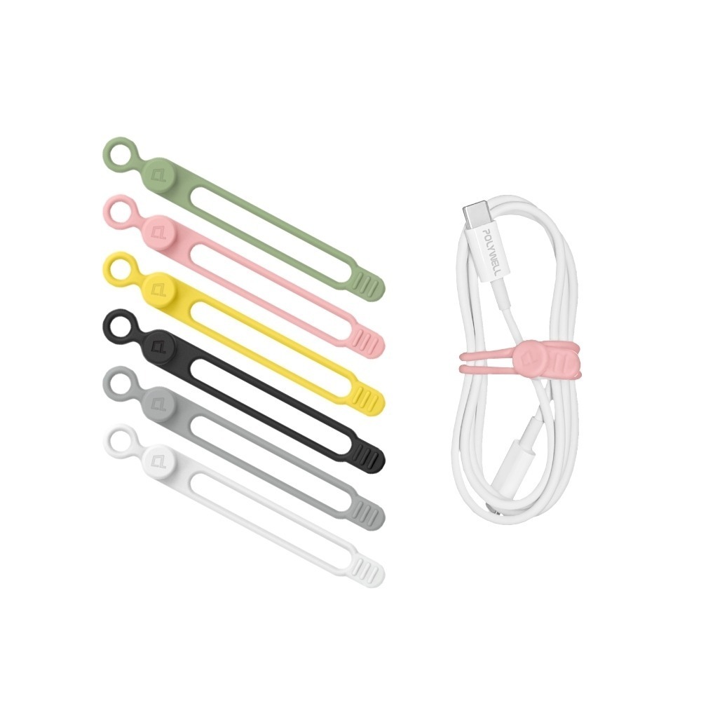 矽膠鈕扣型理線器【POLYWELL】整線 捲線 繞線 綁線 固定 適用手機充電線數據線耳機線收納【D1-01432】-細節圖2