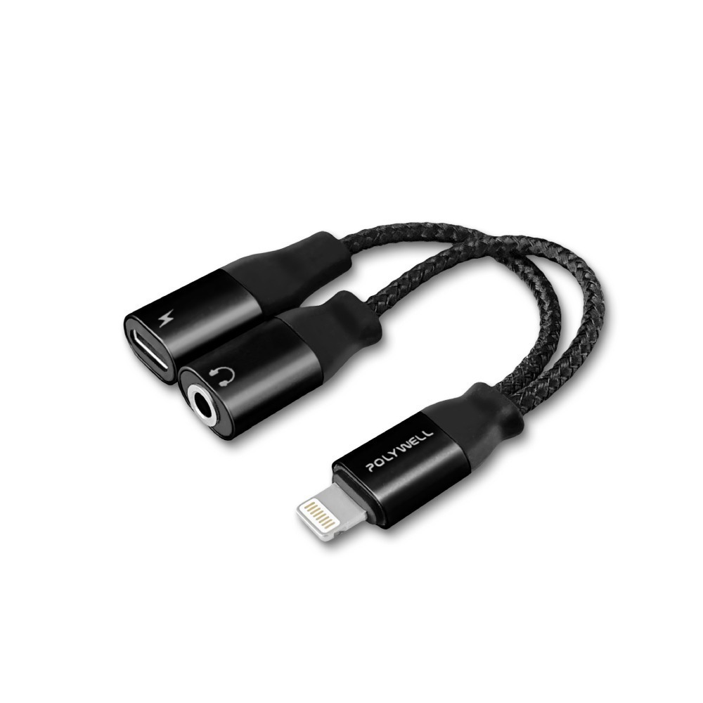 Lightning轉3.5mm+充電二合一【POLYWELL】音源耳機轉接線 適用iPhone【C1-00433】-細節圖2