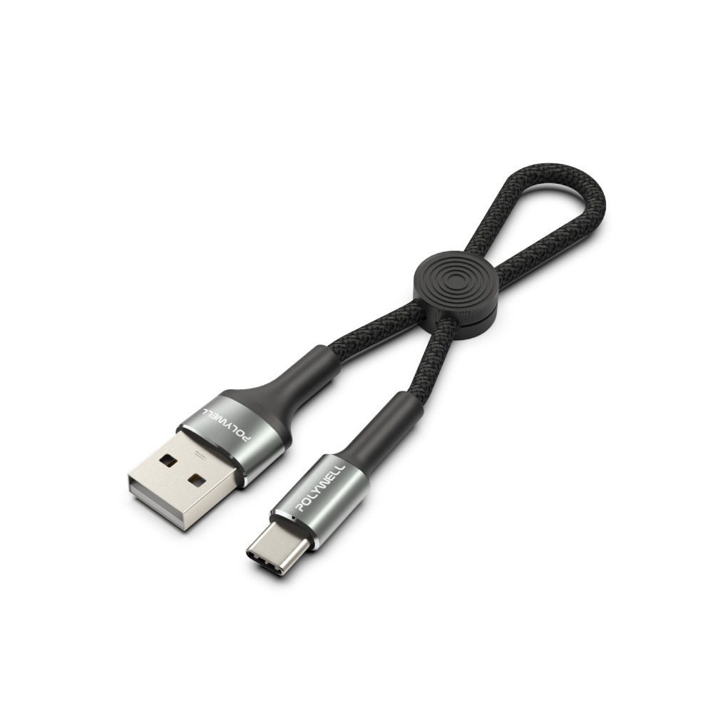 【POLYWELL】USB To Type-C 極短收納 充電線 快充線 數據線【C1-00445】-細節圖2