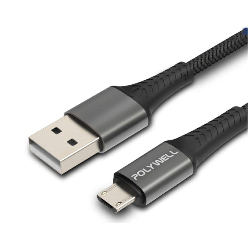 USB-A To Micro-B【POLYWELL】 公對公 編織充電線 傳輸線 1米 2米 【C1-00346】-細節圖2