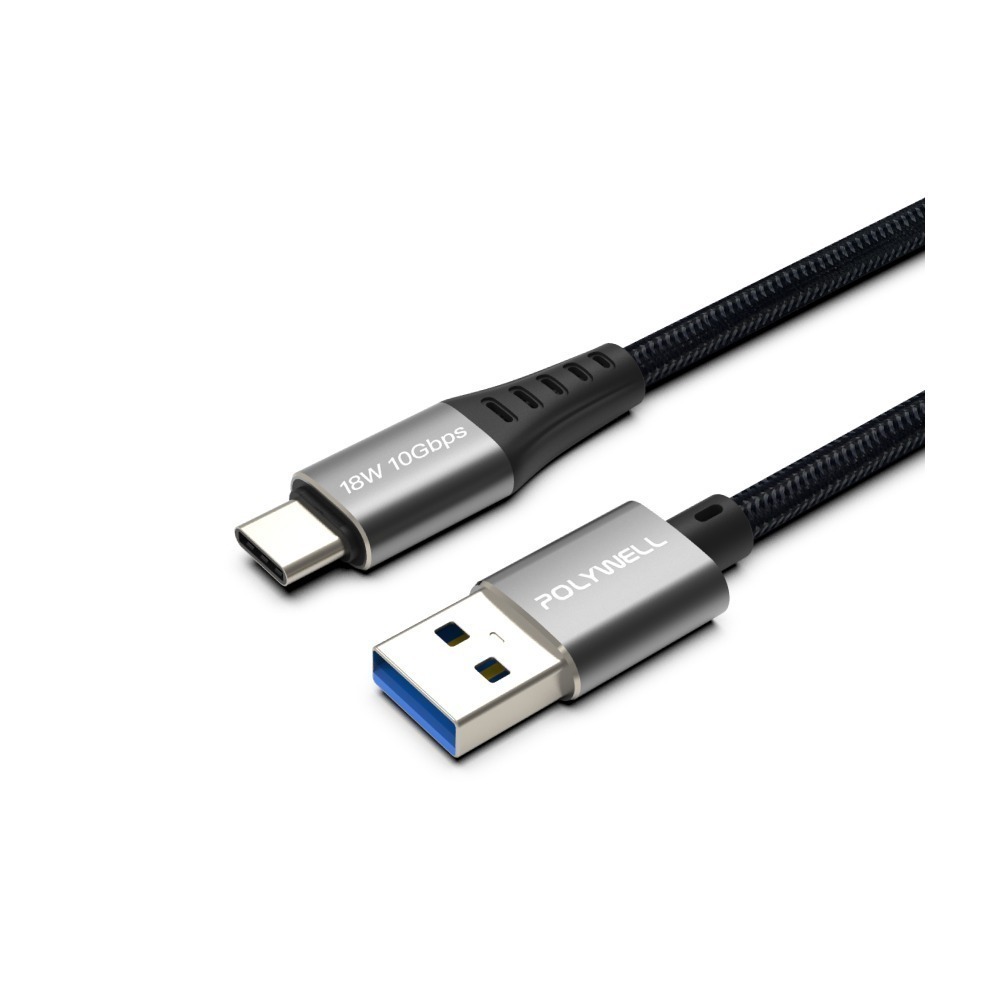 充電傳輸線【POLYWELL】USB3.2 10Gbps Type-C對A 3A 充電線 傳輸線【C1-00490】-細節圖2