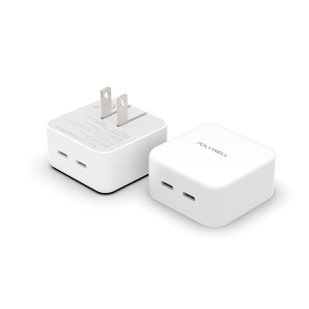 【POLYWELL】 35W Type-C充電器PD雙孔USB-C快充頭 GaN氮化鎵 BSMI認證【C1-00464】-細節圖2
