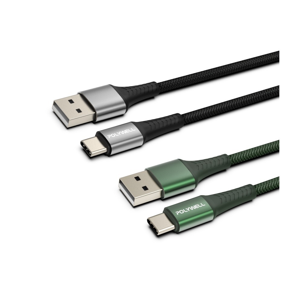 【POLYWELL】編織充電線 USB To Type-C 快充線 數據線 傳輸線【C1-00497】-細節圖2