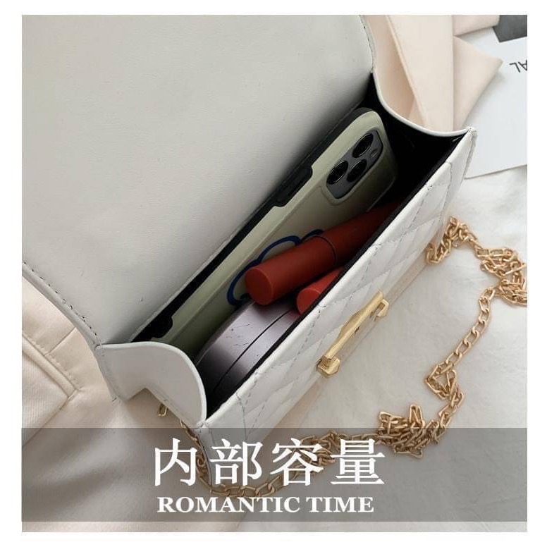 皺摺手提菱格鏈條包-細節圖5