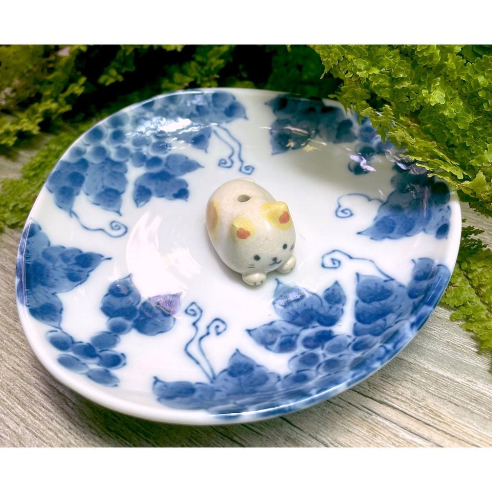 [宅米的窩]日本製手繪上色香立組 日式的恬靜雅趣 葡萄藤下貓兒-細節圖7