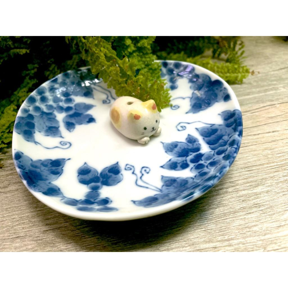 [宅米的窩]日本製手繪上色香立組 日式的恬靜雅趣 葡萄藤下貓兒-細節圖8