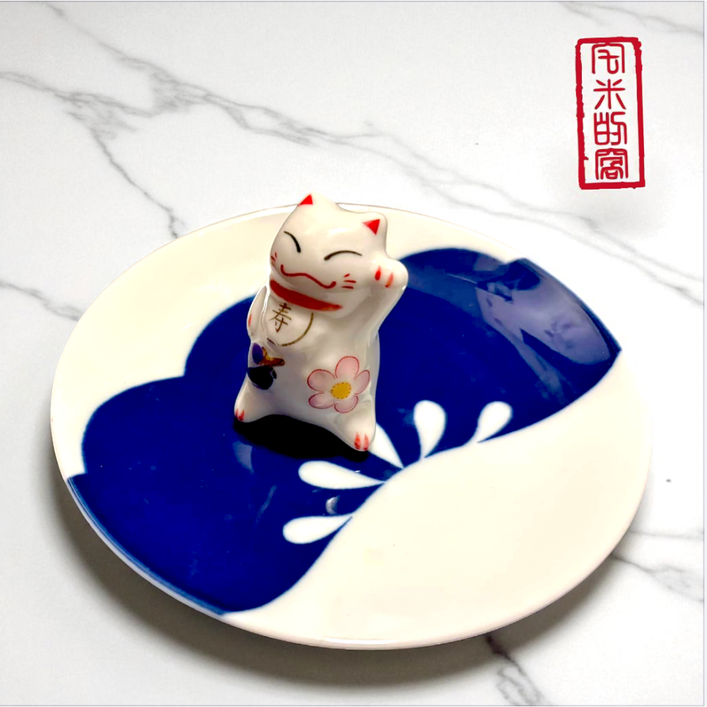[宅米的窩] 喜氣招財貓 一物一圖 香立香皿 日本香插 香座 香立組 福氣滿滿 壽命長長（有瑕疵 價格有折扣）-細節圖2