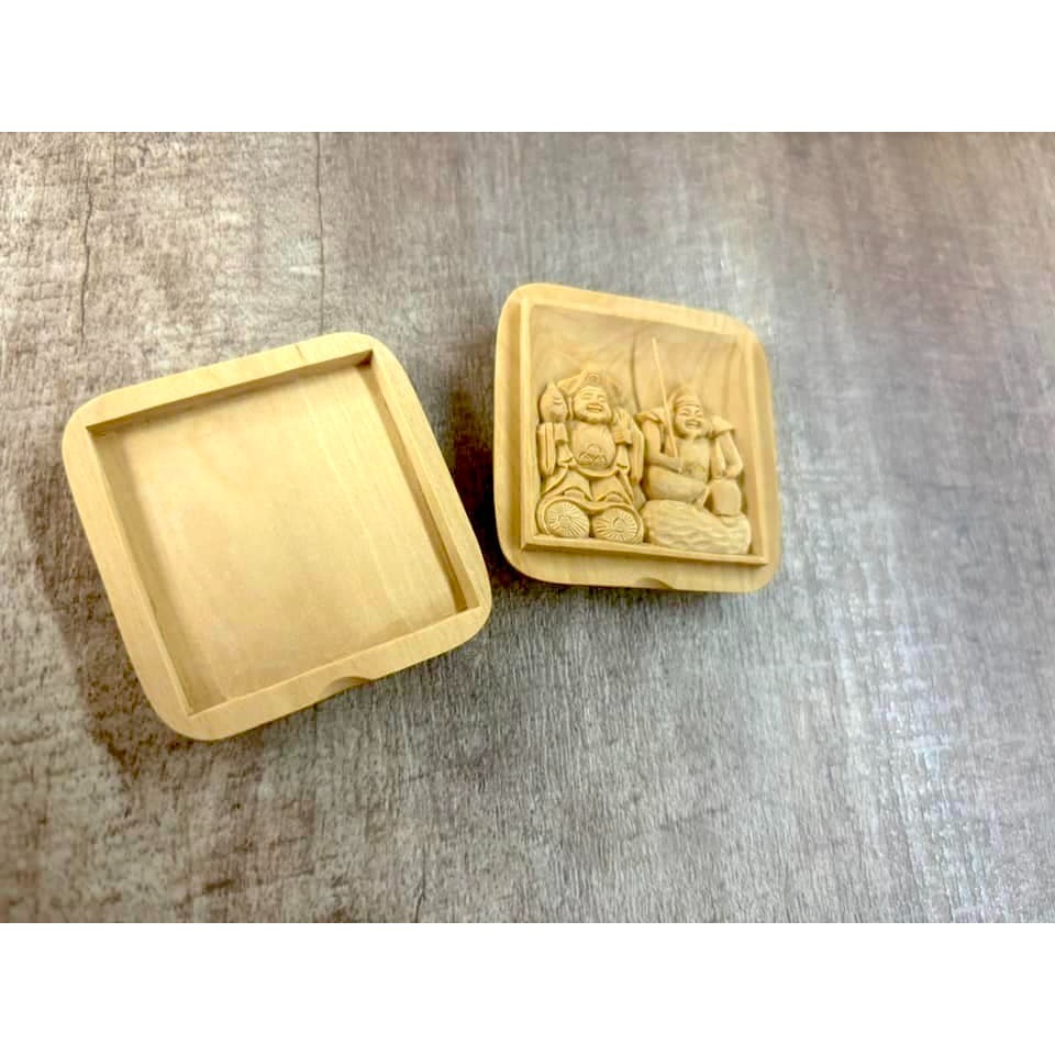[宅米的窩] 一物一圖 招財招福  珍稀職人手工雕刻品  隨身小佛龕 大黑天 惠比壽天  隨身佛  古寺加持-細節圖2