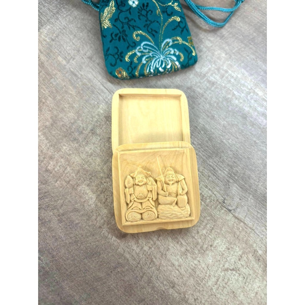 [宅米的窩] 一物一圖 招財招福  珍稀職人手工雕刻品  隨身小佛龕 大黑天 惠比壽天  隨身佛  古寺加持-細節圖4