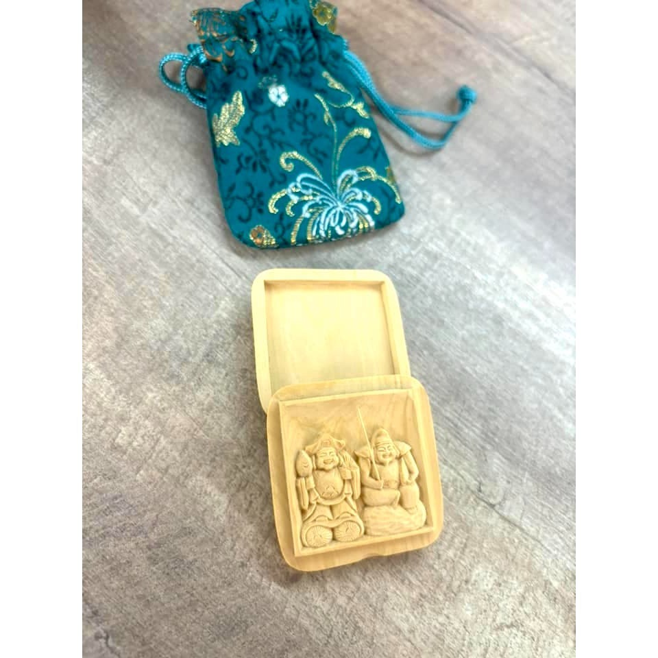 [宅米的窩] 一物一圖 招財招福  珍稀職人手工雕刻品  隨身小佛龕 大黑天 惠比壽天  隨身佛  古寺加持-細節圖6