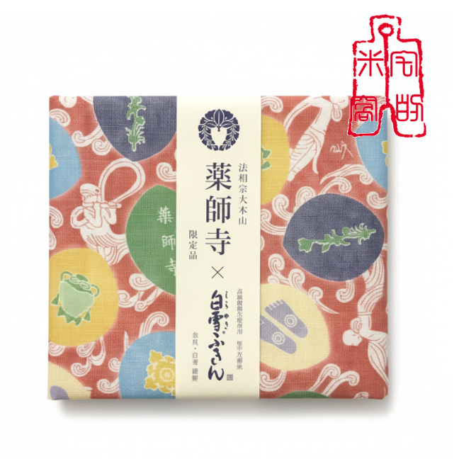 [宅米的窩] 平安貴族 優優雅雅地日常 手巾 奈良 藥師寺 限定 白雪友禪 鋪巾 拭巾 優雅的手巾 擦巾 古寺限定-細節圖4