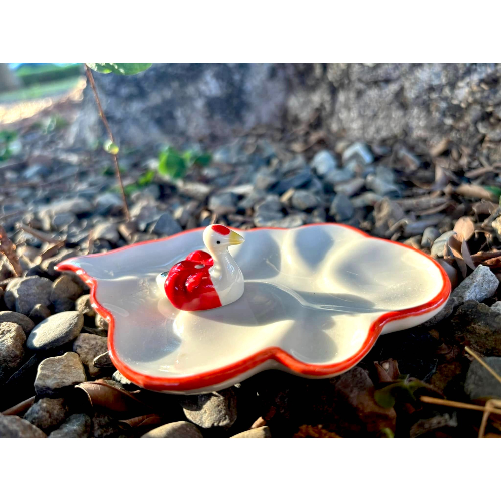 [宅米的窩] 日本帶回 吉祥紅鶴 香立 香皿 香插組 一秒創造日式氛圍 日本 香立 美美香座 好好磁場 日本線香座-細節圖2