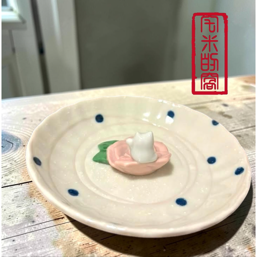 [宅米的窩] 日本 貓舍道樂堂本鋪 招財貓 擺件 玫瑰與喵 香立香皿組 一秒創造典雅日風 香座 香插 日本線香-細節圖6