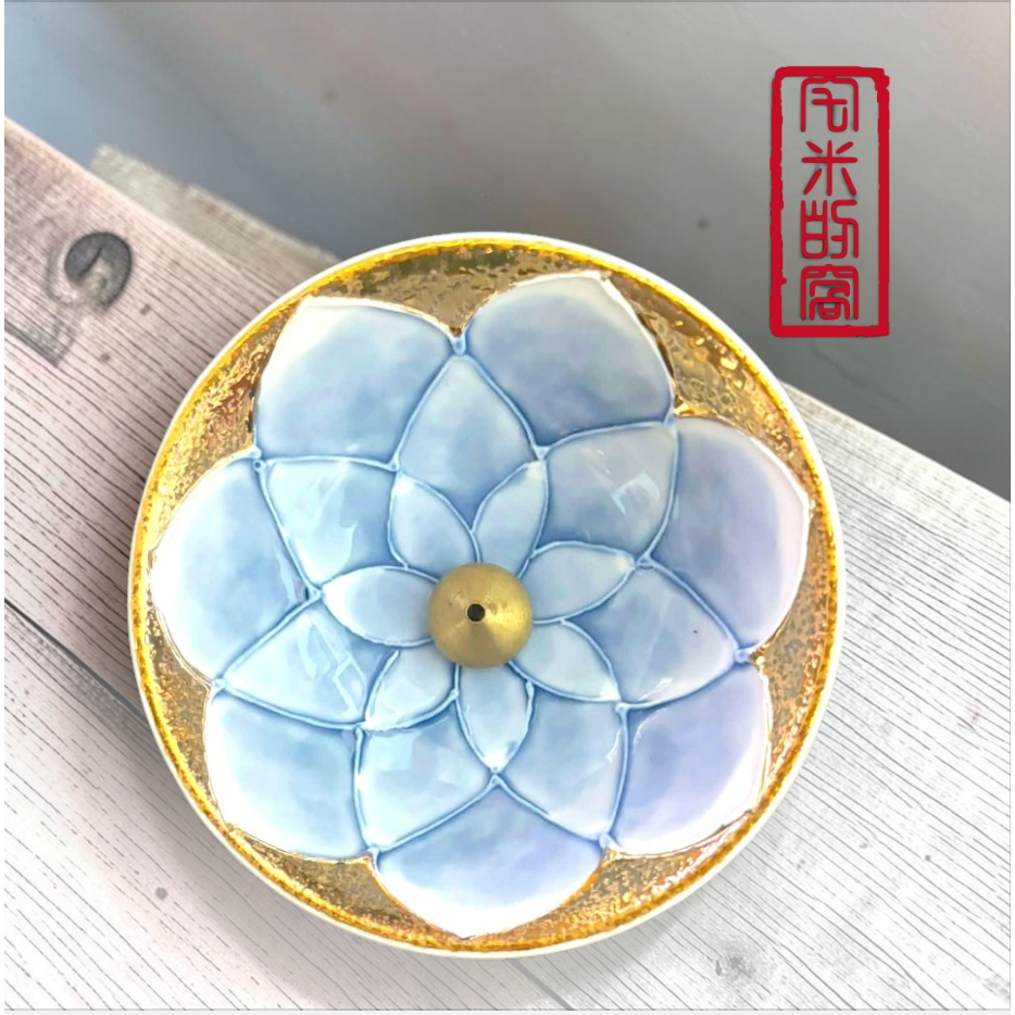 [宅米的窩] 少見獨特雙用香座 金色蓮華 日本線香座 香立 香皿 香插組 秒創造優雅日式空間 冥想 靜坐 日本香立-細節圖4
