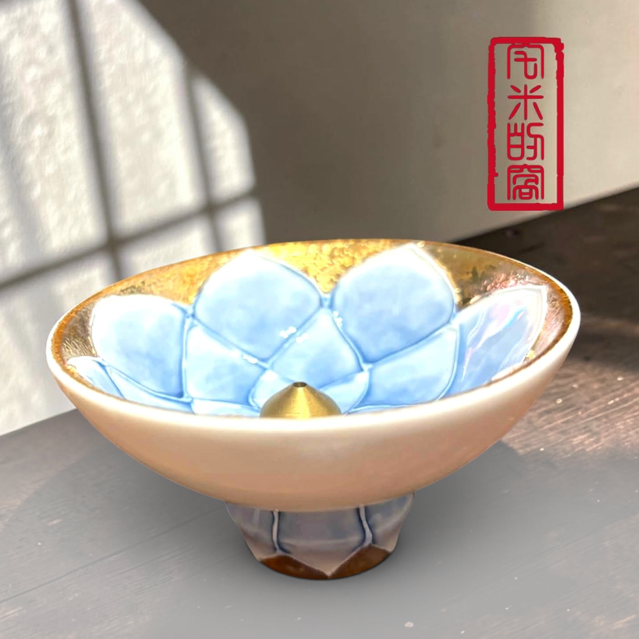 [宅米的窩] 少見獨特雙用香座 金色蓮華 日本線香座 香立 香皿 香插組 秒創造優雅日式空間 冥想 靜坐 日本香立-細節圖7
