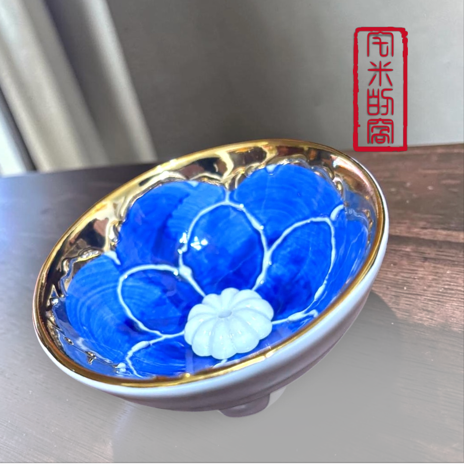 [宅米的窩] 少見獨特雙用香座 金色藍華 日本線香座 香立 香皿 香插組 秒創造優雅日式空間 冥想 靜坐 日本香立-細節圖6