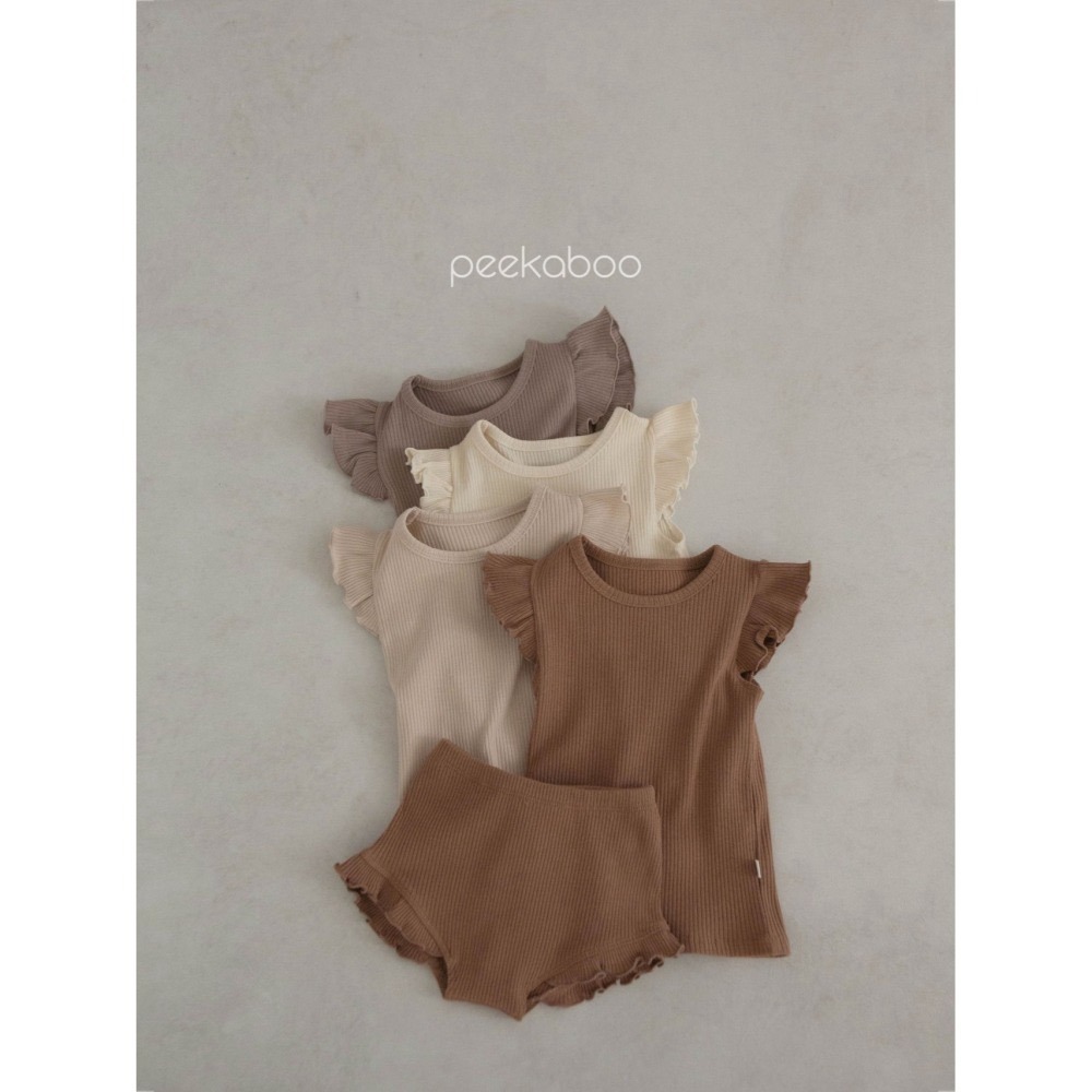 【現貨XS號】🇰🇷正韓製｜peekaboo夏季🌞荷葉邊彈性95%棉上下套裝-細節圖2