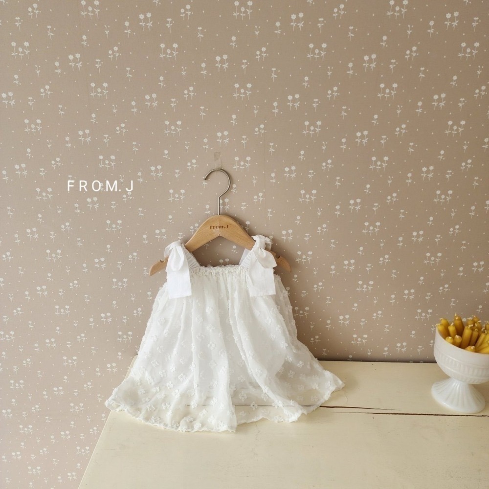 【現貨白M*1】🇰🇷正韓製｜FromJ秋季🍁蝴蝶結緹花洋裝-細節圖2