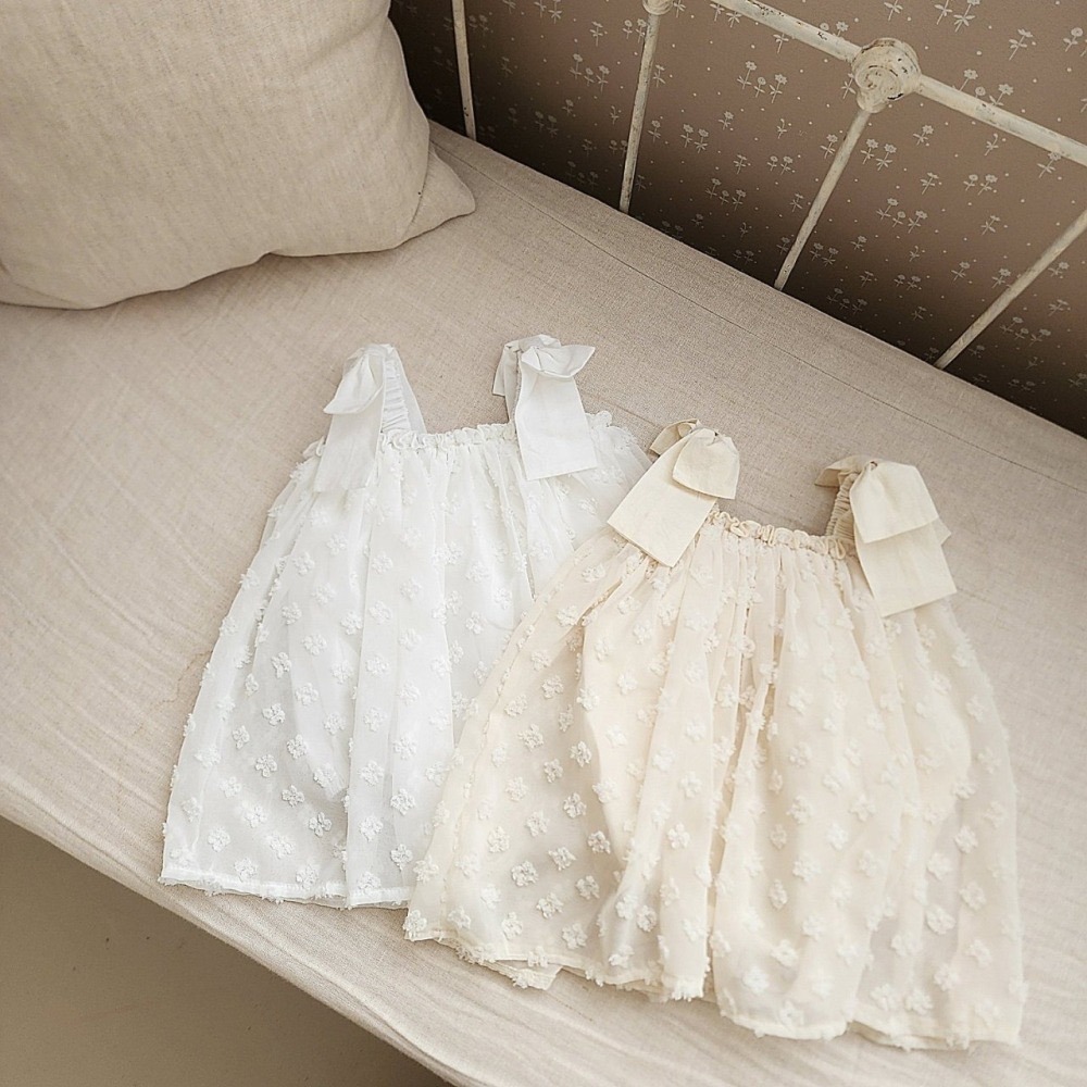 【現貨白M*1】🇰🇷正韓製｜FromJ秋季🍁蝴蝶結緹花洋裝-細節圖4