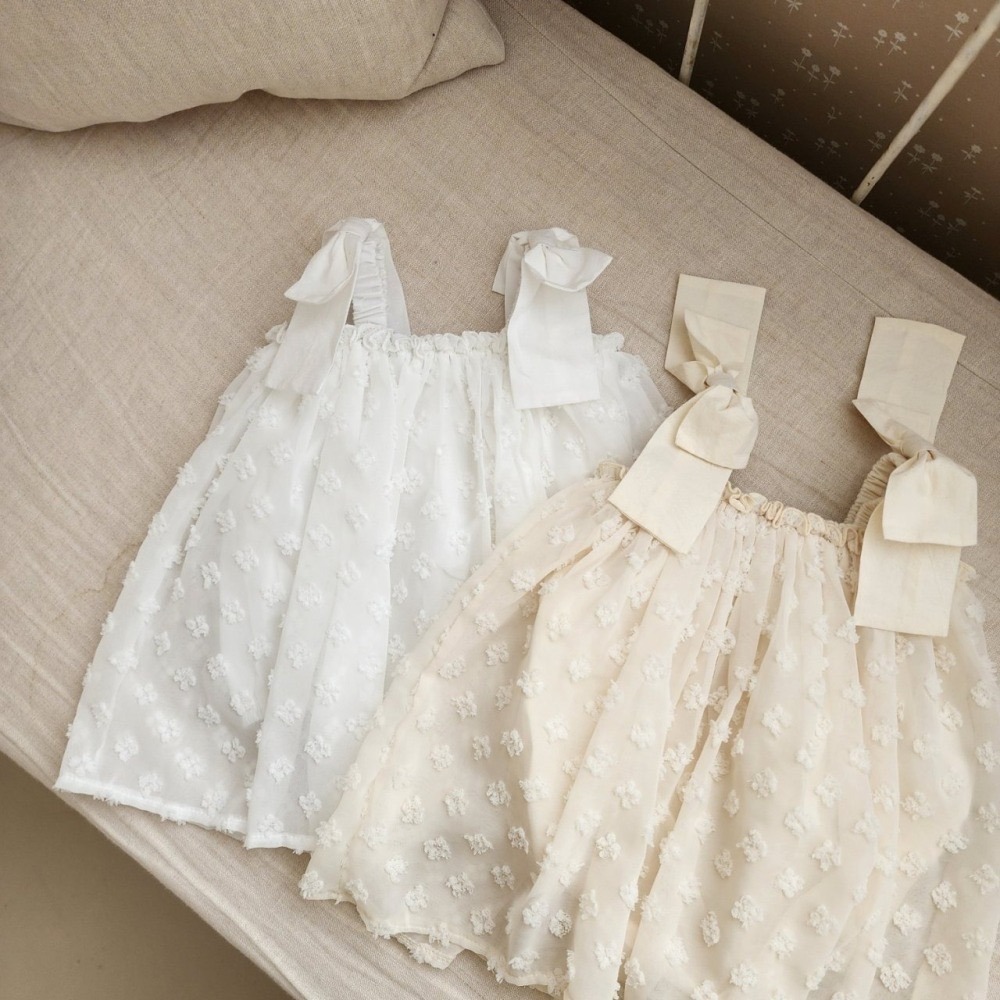 【現貨白M*1】🇰🇷正韓製｜FromJ秋季🍁蝴蝶結緹花洋裝-細節圖6