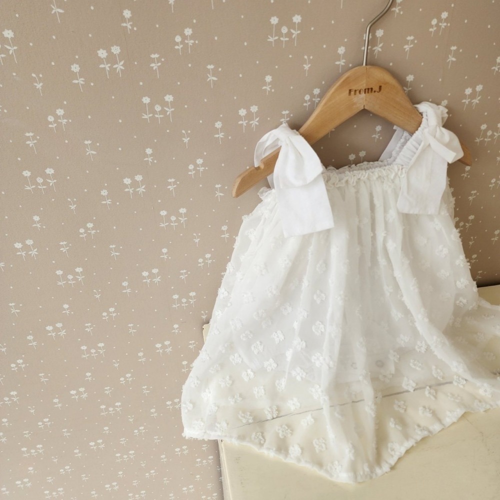 【現貨白M*1】🇰🇷正韓製｜FromJ秋季🍁蝴蝶結緹花洋裝-細節圖11