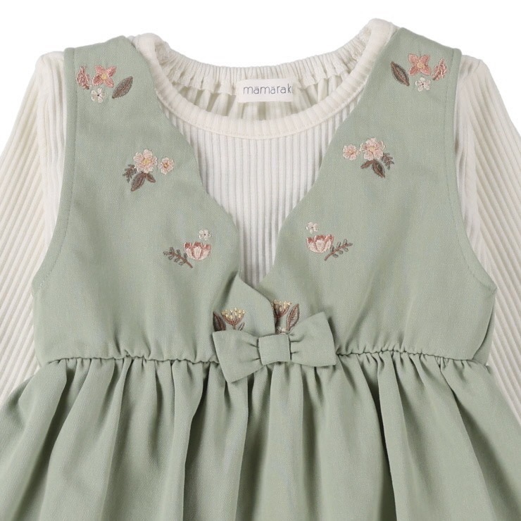 【現貨90cm】🇯🇵日本birthday童裝 Mamaraku 刺繡洋裝 洋裝 女童 日本童裝-細節圖4