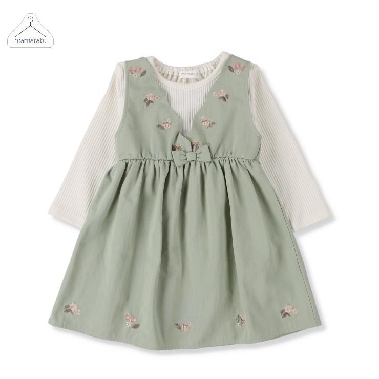 【現貨90cm】🇯🇵日本birthday童裝 Mamaraku 刺繡洋裝 洋裝 女童 日本童裝-細節圖2