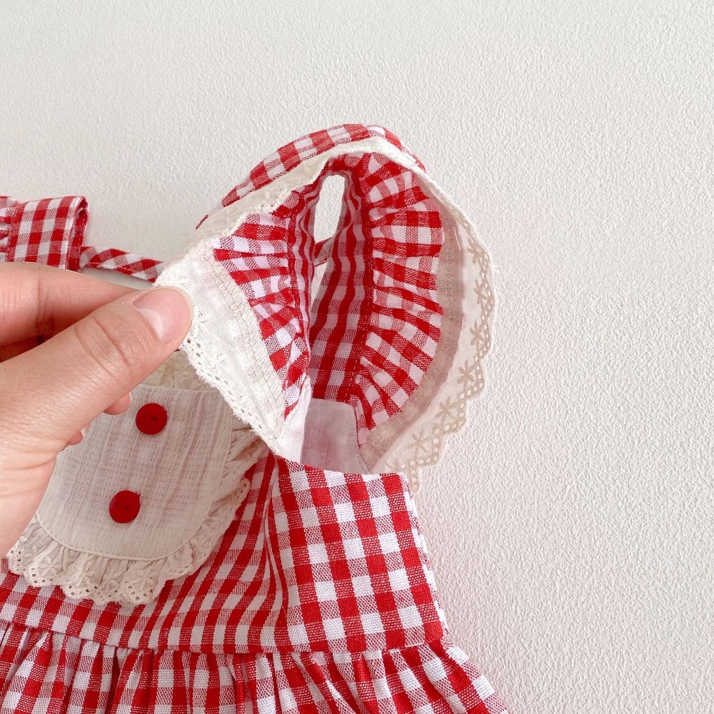 【現貨】🇨🇳陸牌｜格紋上衣、蘑菇🍄刺繡牛仔短褲-細節圖5