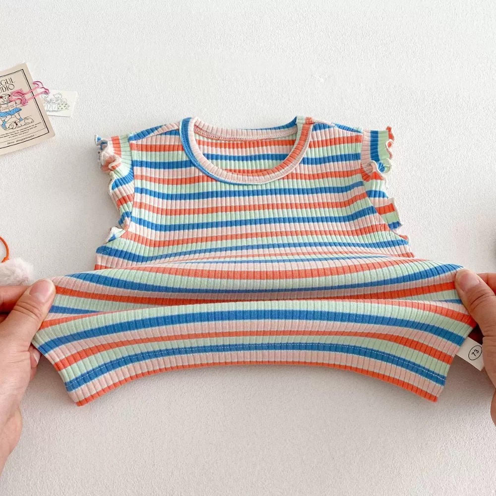 【現貨】🇨🇳陸牌｜彩色條紋上衣、小熊牛仔吊帶裙-細節圖3