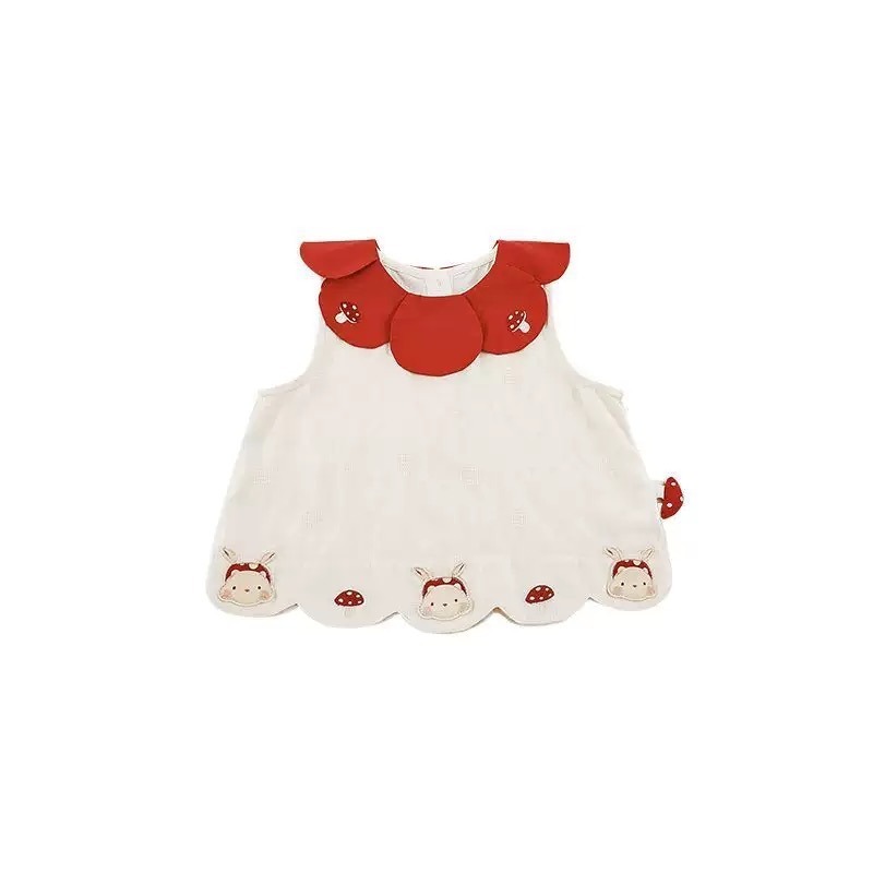 米白色+紅色領 80cm