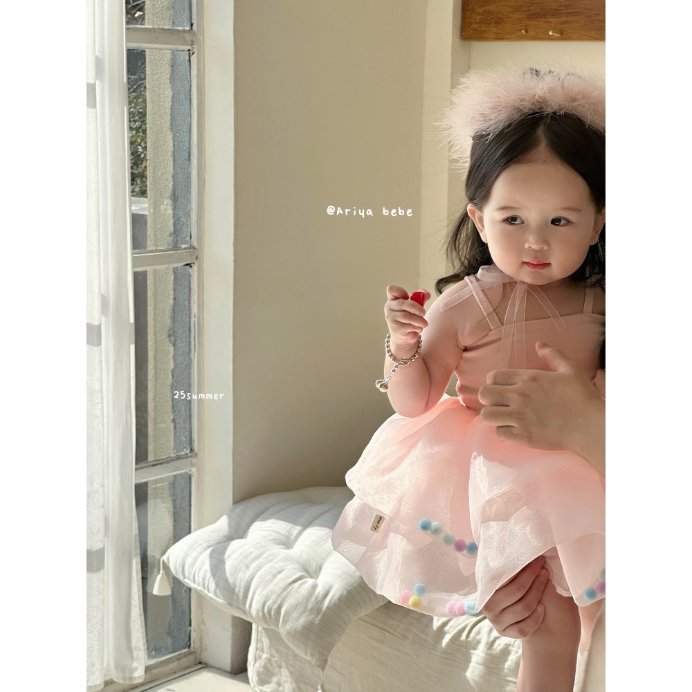 【現貨90cm】🇨🇳陸牌｜設計師原創品牌 細肩紗裙蓬裙洋裝 生日洋裝-細節圖2