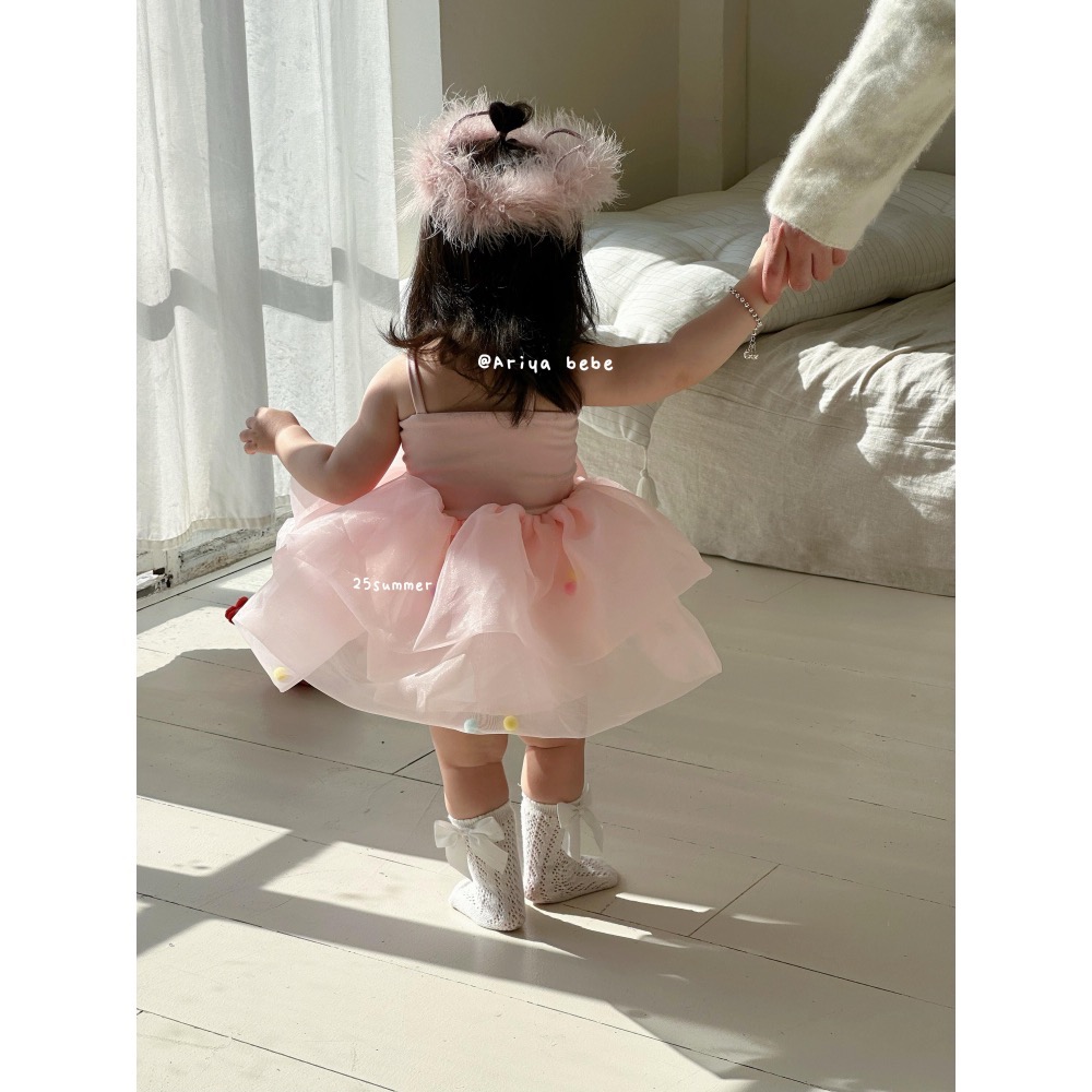 【現貨90cm】🇨🇳陸牌｜設計師原創品牌 細肩紗裙蓬裙洋裝 生日洋裝-細節圖3