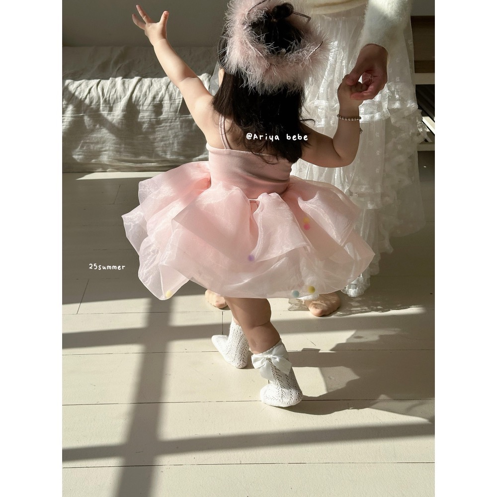 【現貨90cm】🇨🇳陸牌｜設計師原創品牌 細肩紗裙蓬裙洋裝 生日洋裝-細節圖5