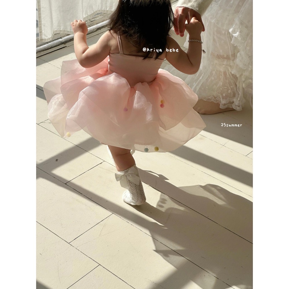 【現貨90cm】🇨🇳陸牌｜設計師原創品牌 細肩紗裙蓬裙洋裝 生日洋裝-細節圖6