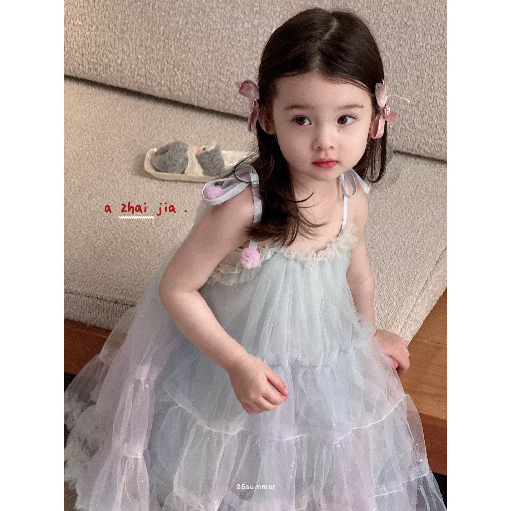 【現貨90cm(黃色)】🇨🇳陸牌｜設計師原創品牌 綁帶紗裙洋裝 生日洋裝-細節圖4