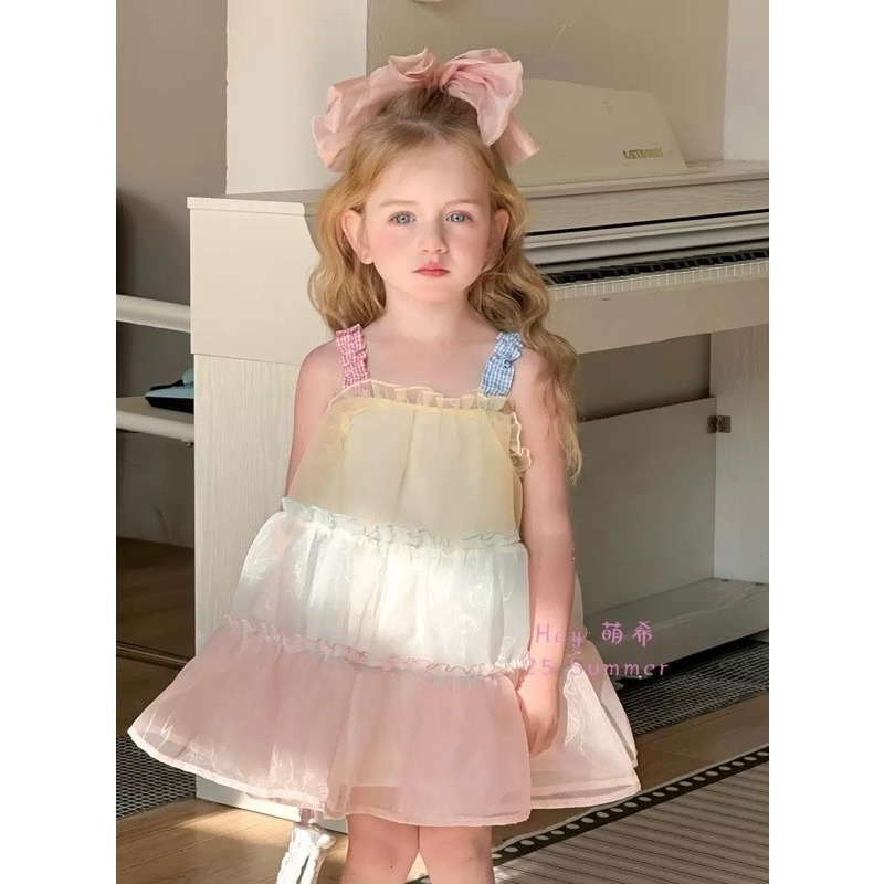 【現貨100cm～130cm各1】🇨🇳陸牌｜設計師原創品牌 彩色紗裙洋裝-細節圖2