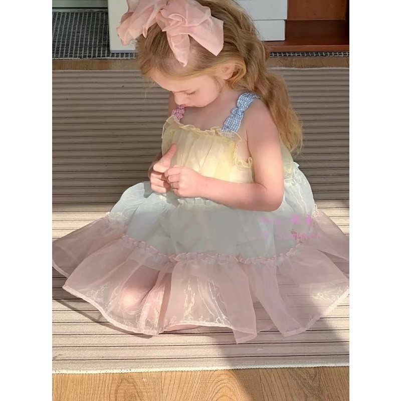 【現貨100cm～130cm各1】🇨🇳陸牌｜設計師原創品牌 彩色紗裙洋裝-細節圖4