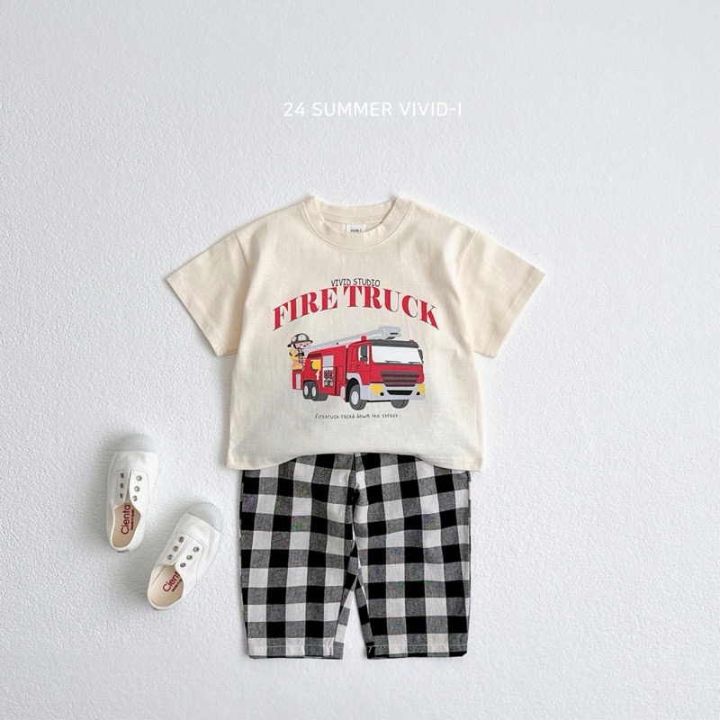 【現貨S號】🇰🇷正韓製｜VIVID-I夏季🌞消防車🚒T-shirt-細節圖3