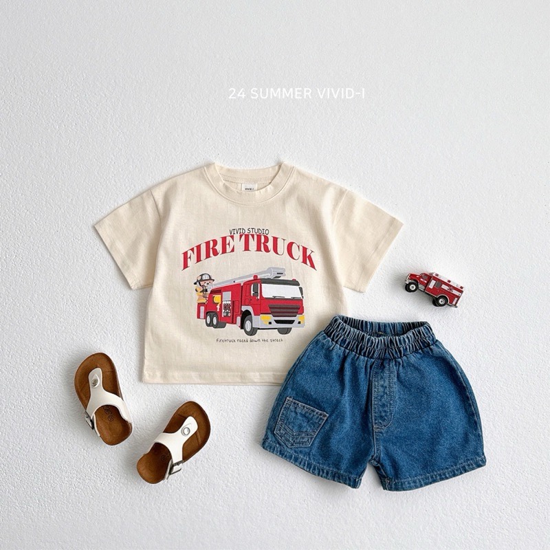 【現貨S號】🇰🇷正韓製｜VIVID-I夏季🌞消防車🚒T-shirt-細節圖4