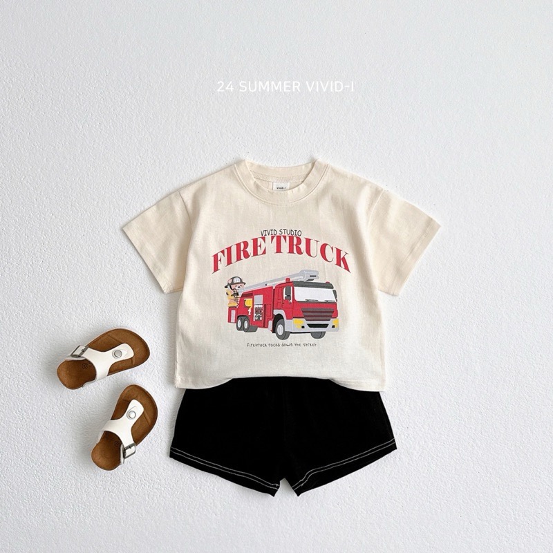 【現貨S號】🇰🇷正韓製｜VIVID-I夏季🌞消防車🚒T-shirt-細節圖5