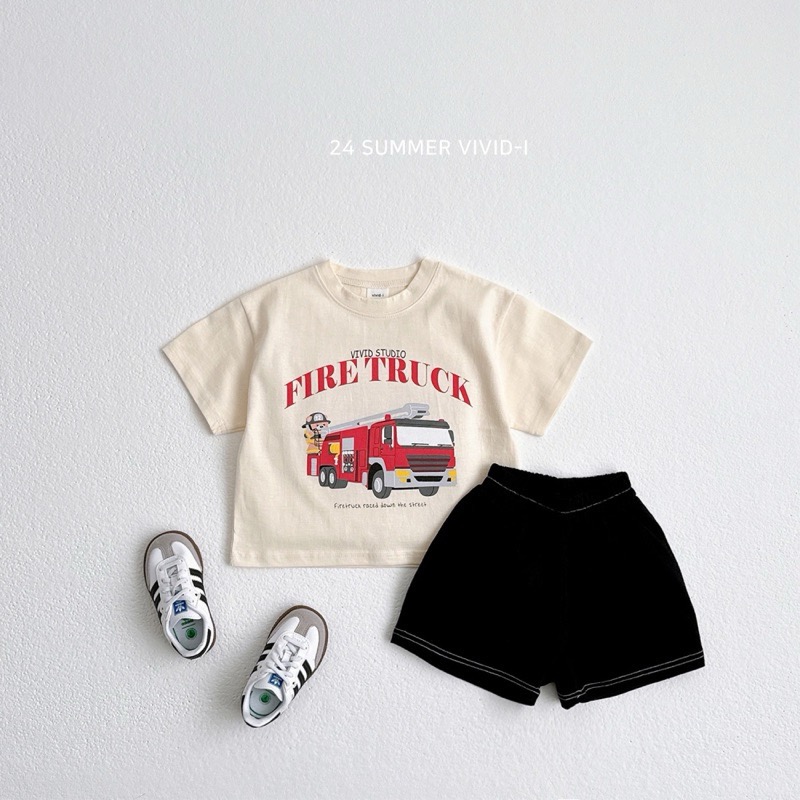 【現貨S號】🇰🇷正韓製｜VIVID-I夏季🌞消防車🚒T-shirt-細節圖6