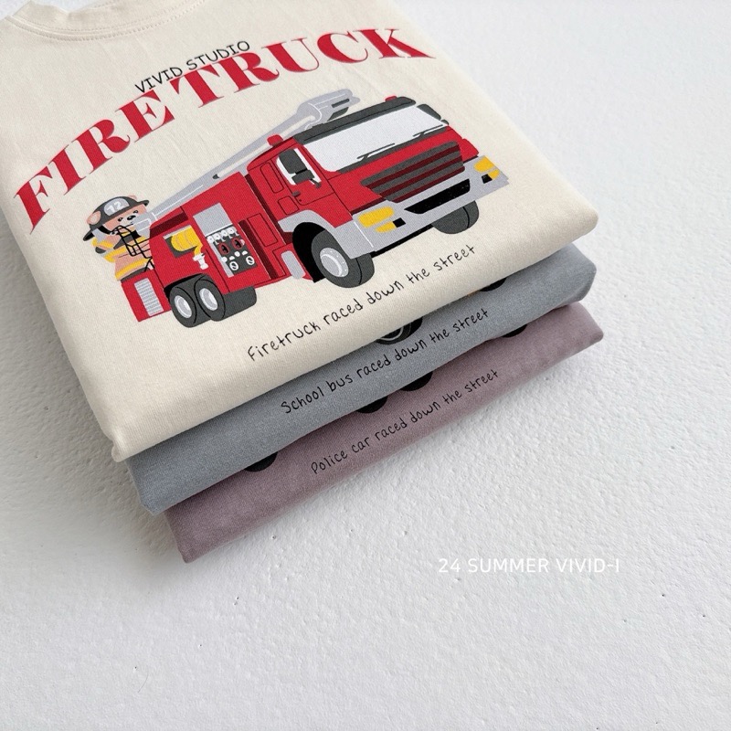 【現貨S號】🇰🇷正韓製｜VIVID-I夏季🌞消防車🚒T-shirt-細節圖7